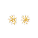 Brincos Coral com Pérolas e Zircónias - Prata Dourada