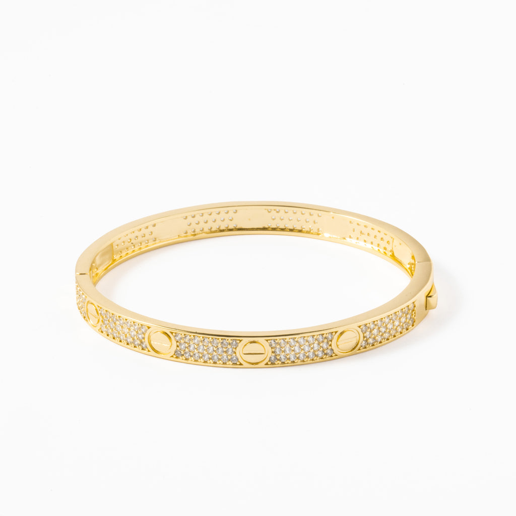 Escrava Latão Dourado com Zircônias - COLEÇÃO BRASS