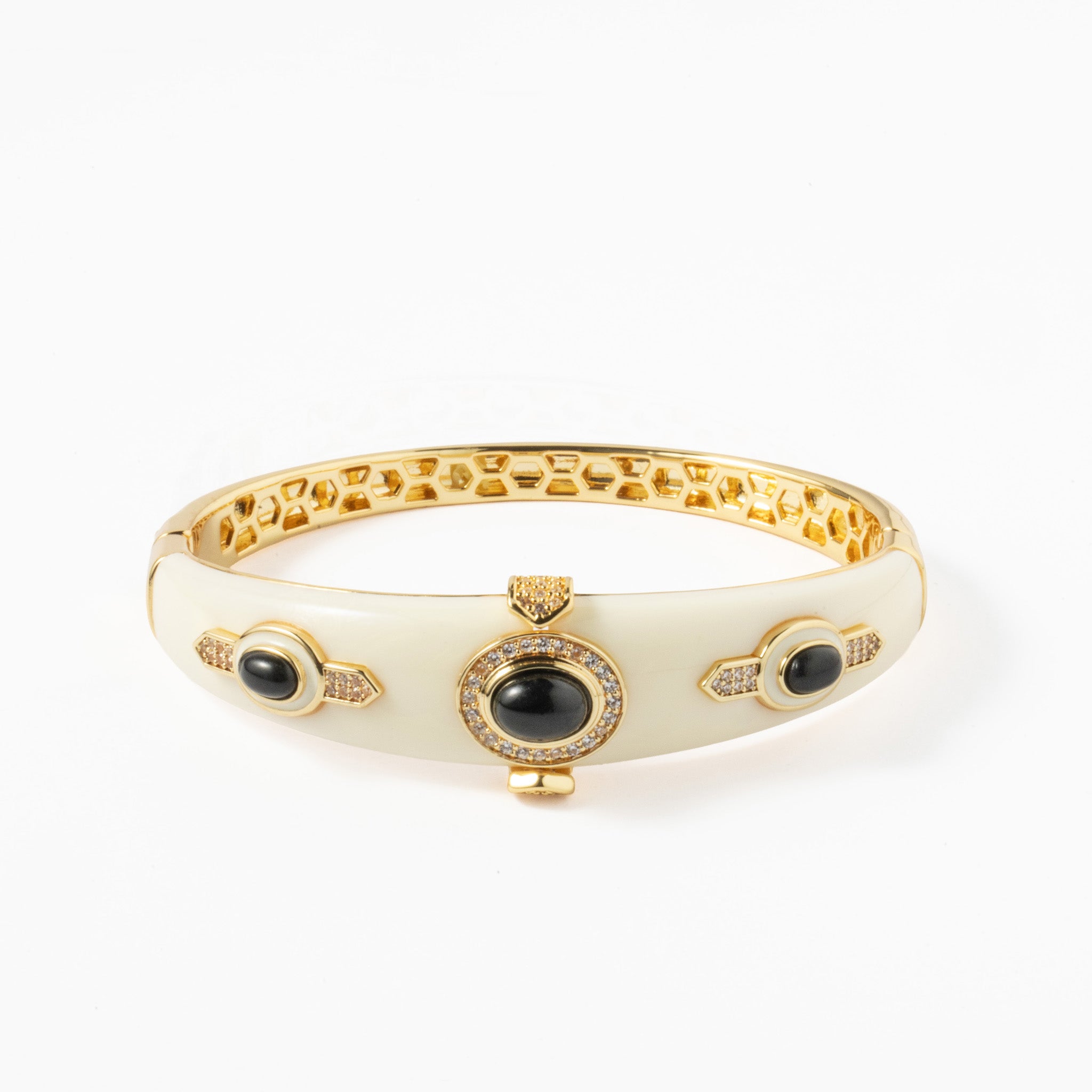 Escrava Latão Dourado com Zircônias - COLEÇÃO BRASS