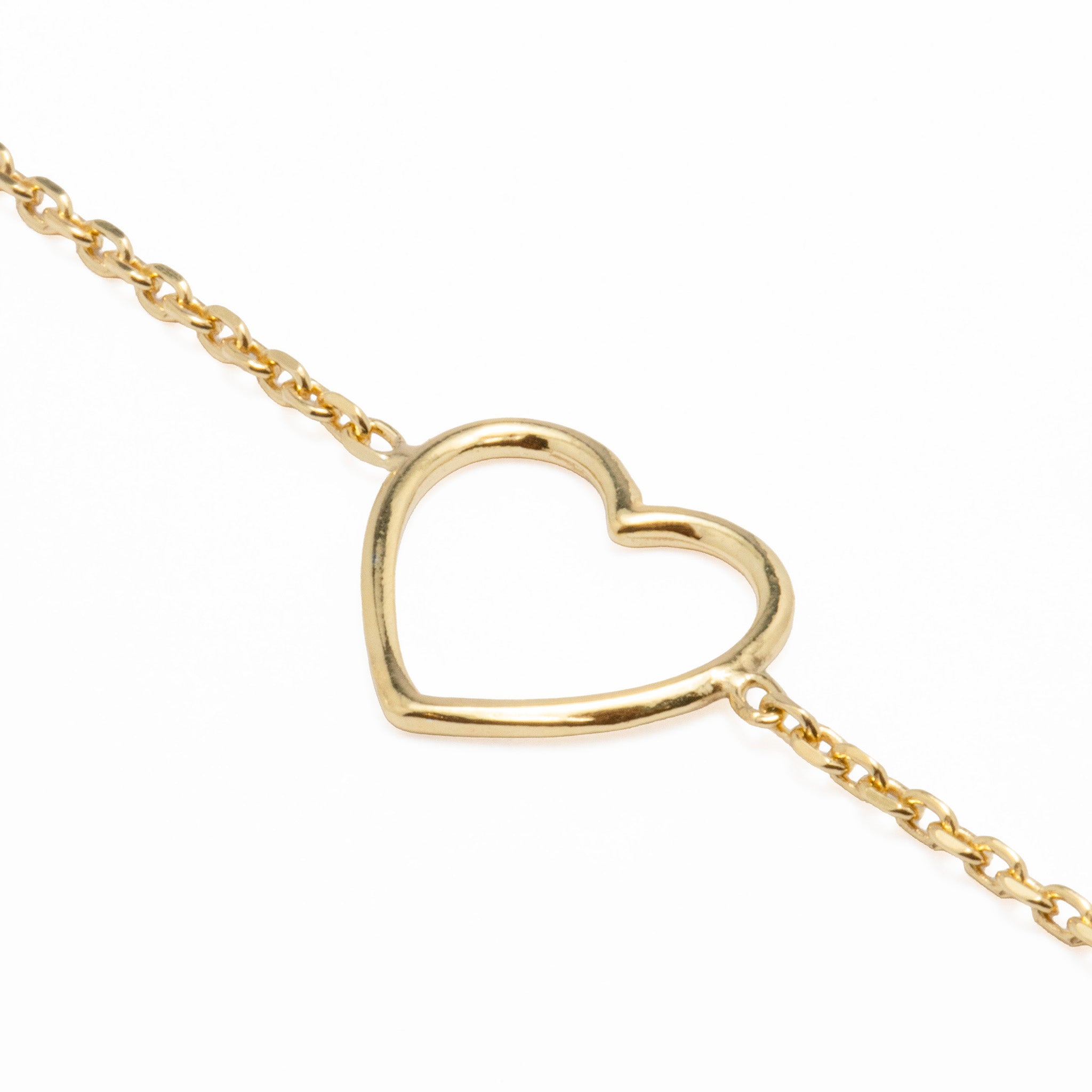 Pulseira em Prata Dourada - Coração