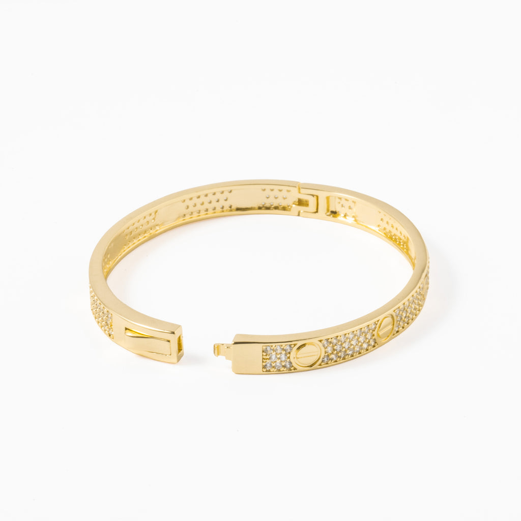 Escrava Latão Dourado com Zircônias - COLEÇÃO BRASS