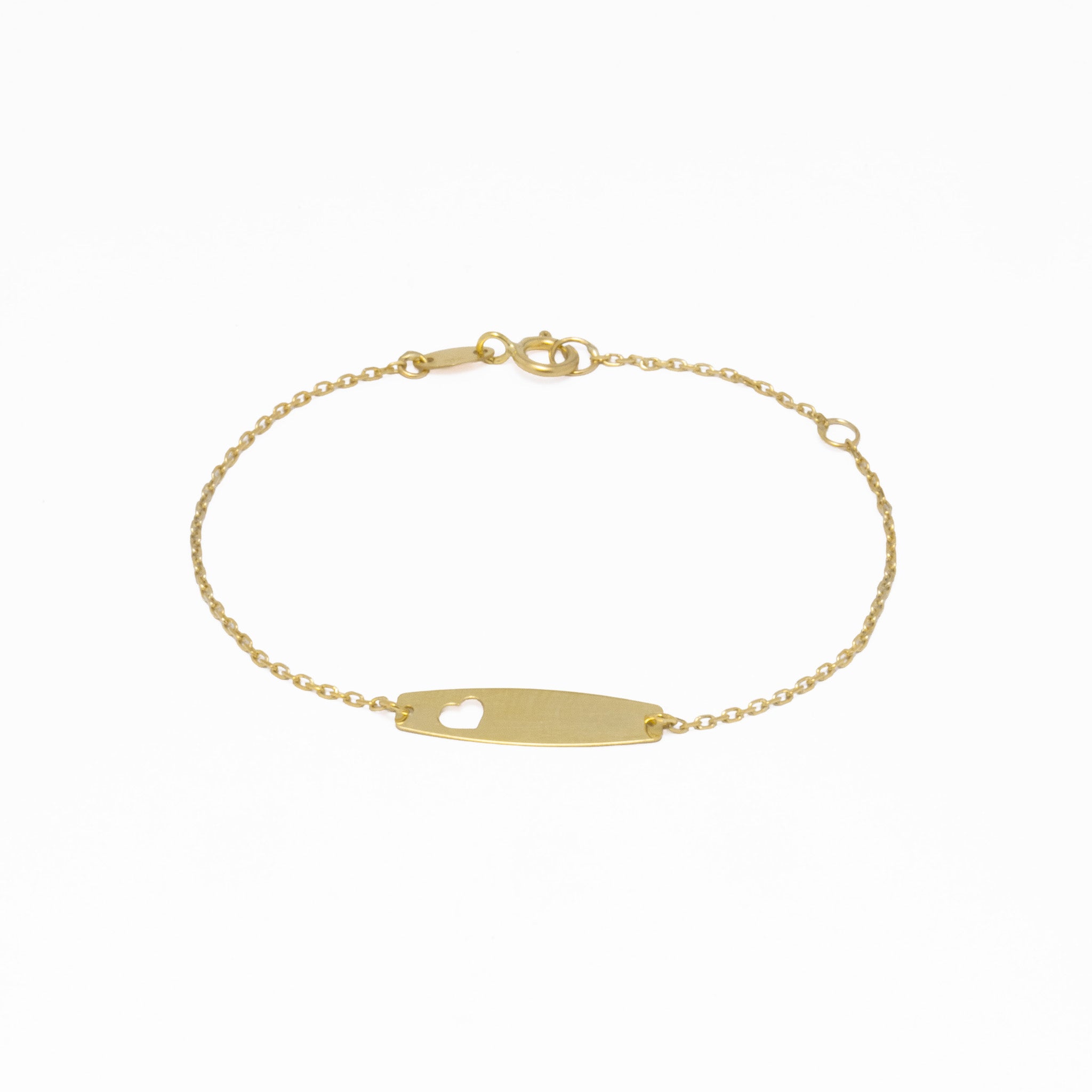 Pulseira Ouro 9kts - Chapa com Coração