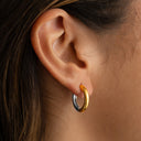 Boucles d'oreilles créoles bicolores en argent poli