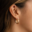Boucles d'oreilles créoles tricolores en argent poli