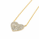 Colar em Prata Dourada Com Zircónias - Coração
