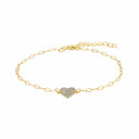 Pulseira em Prata Dourada com Zircónias - Coração