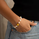 Pulseira Nó de Corda com Pérolas - Prata 925 Dourada