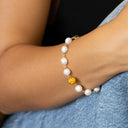 Pulseira Nó de Corda com Pérolas - Prata 925 Dourada