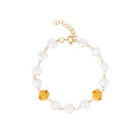 Pulseira Nó de Corda com Pérolas - Prata 925 Dourada