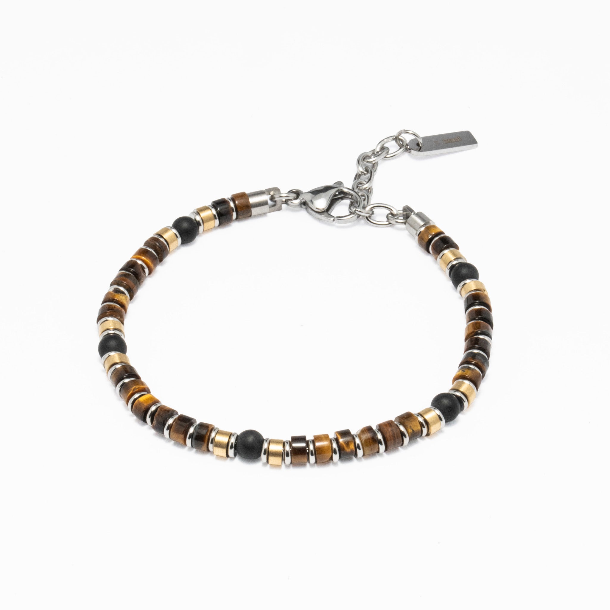 Pulseira Aço com Pedras Ágata