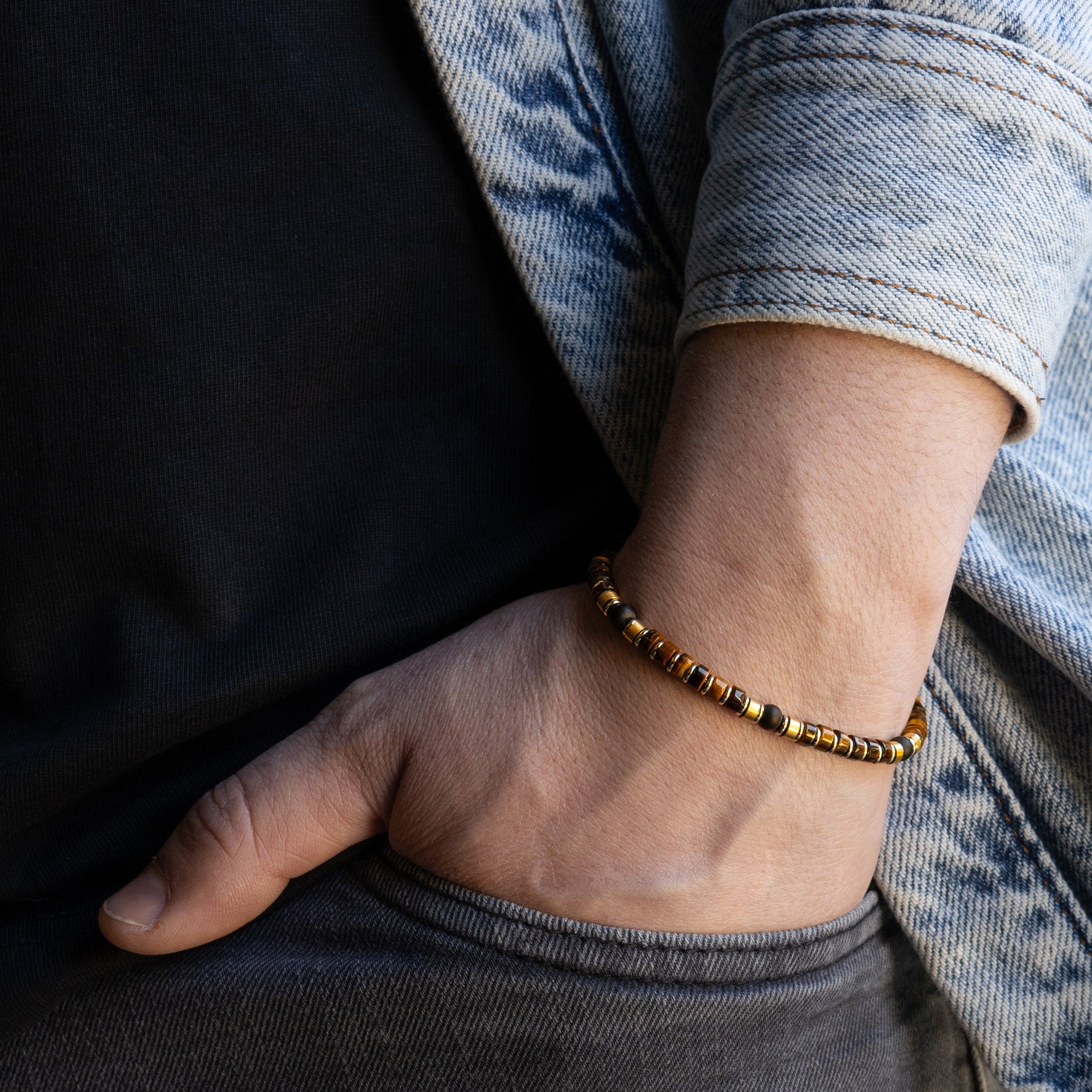 Pulseira Aço com Pedras Ágata