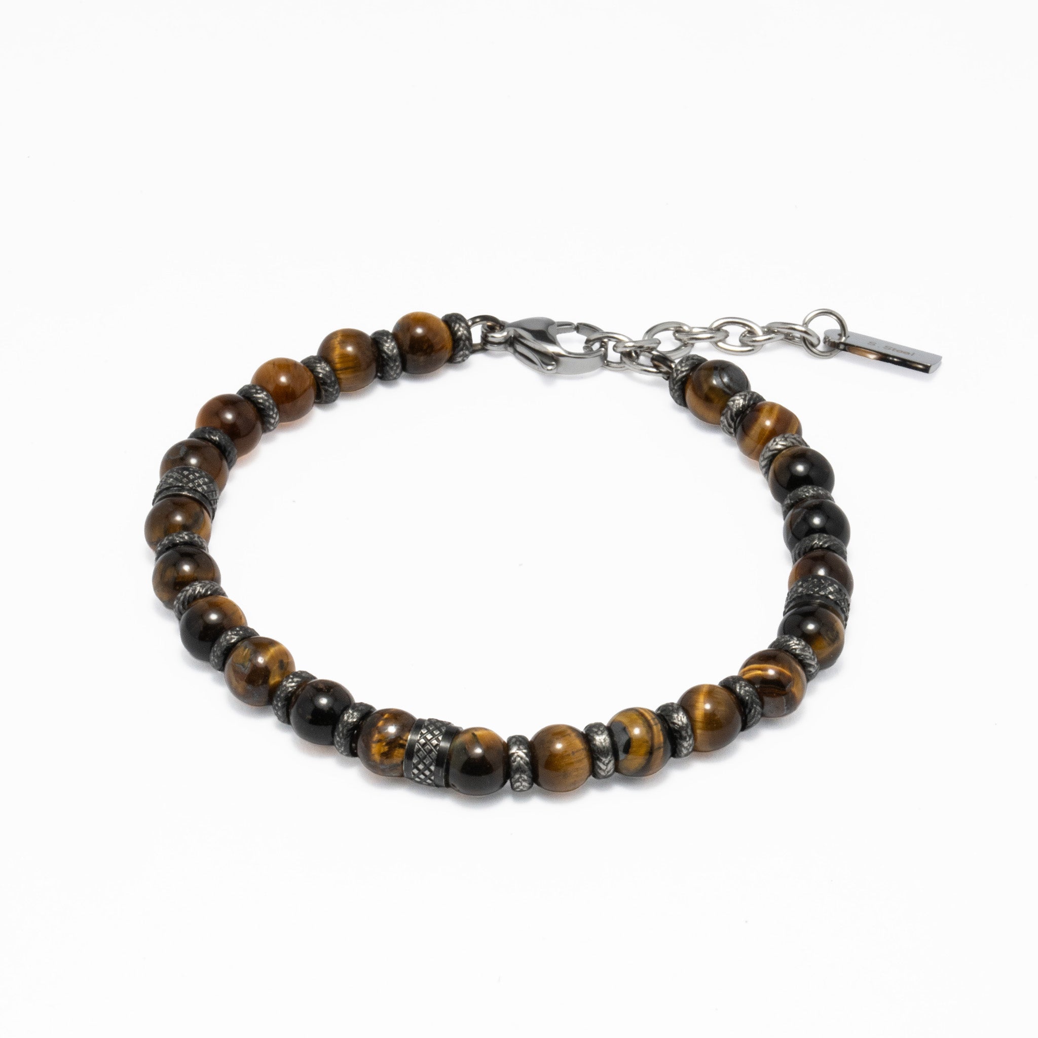 Pulseira Aço com Pedras Ágata