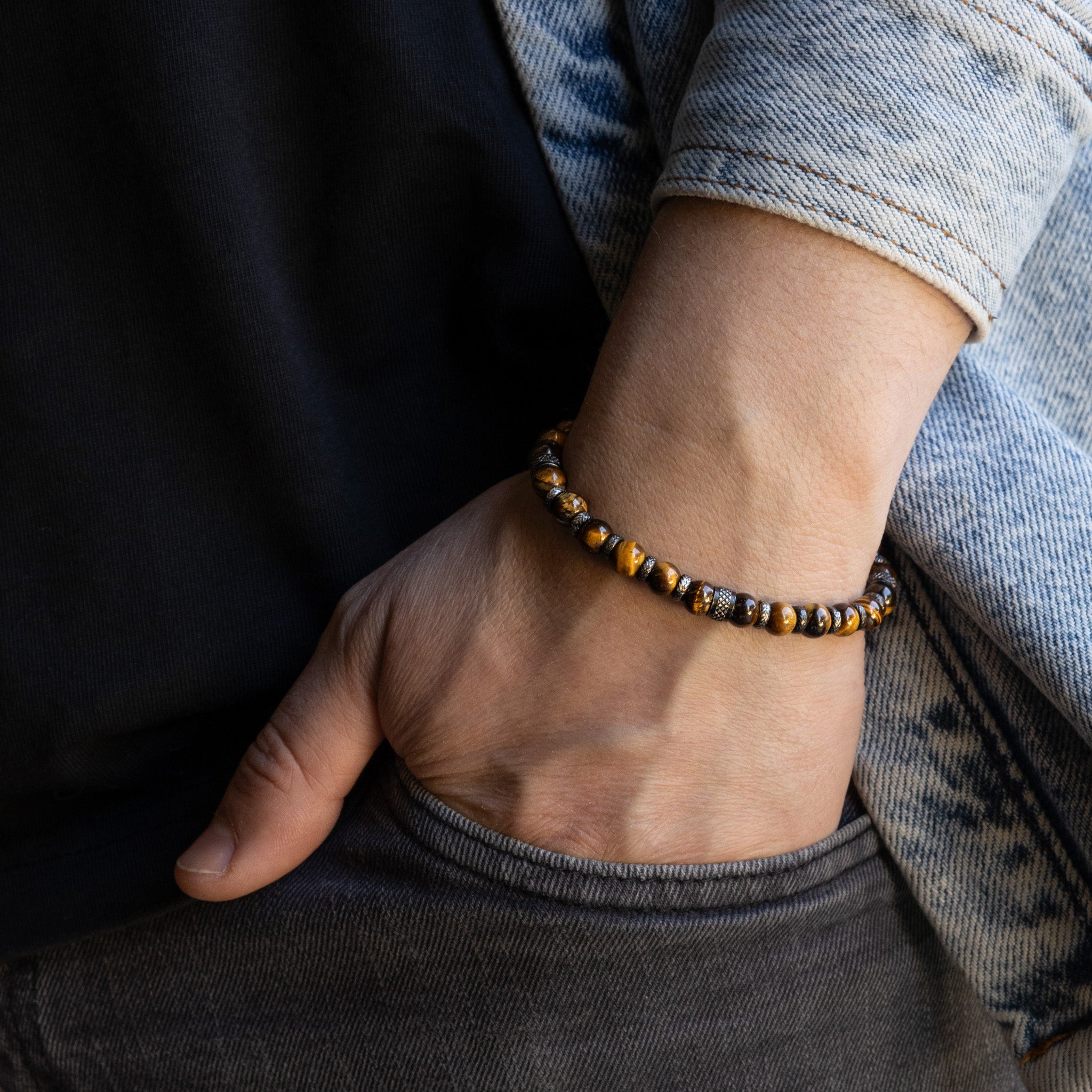 Pulseira Aço com Pedras Ágata