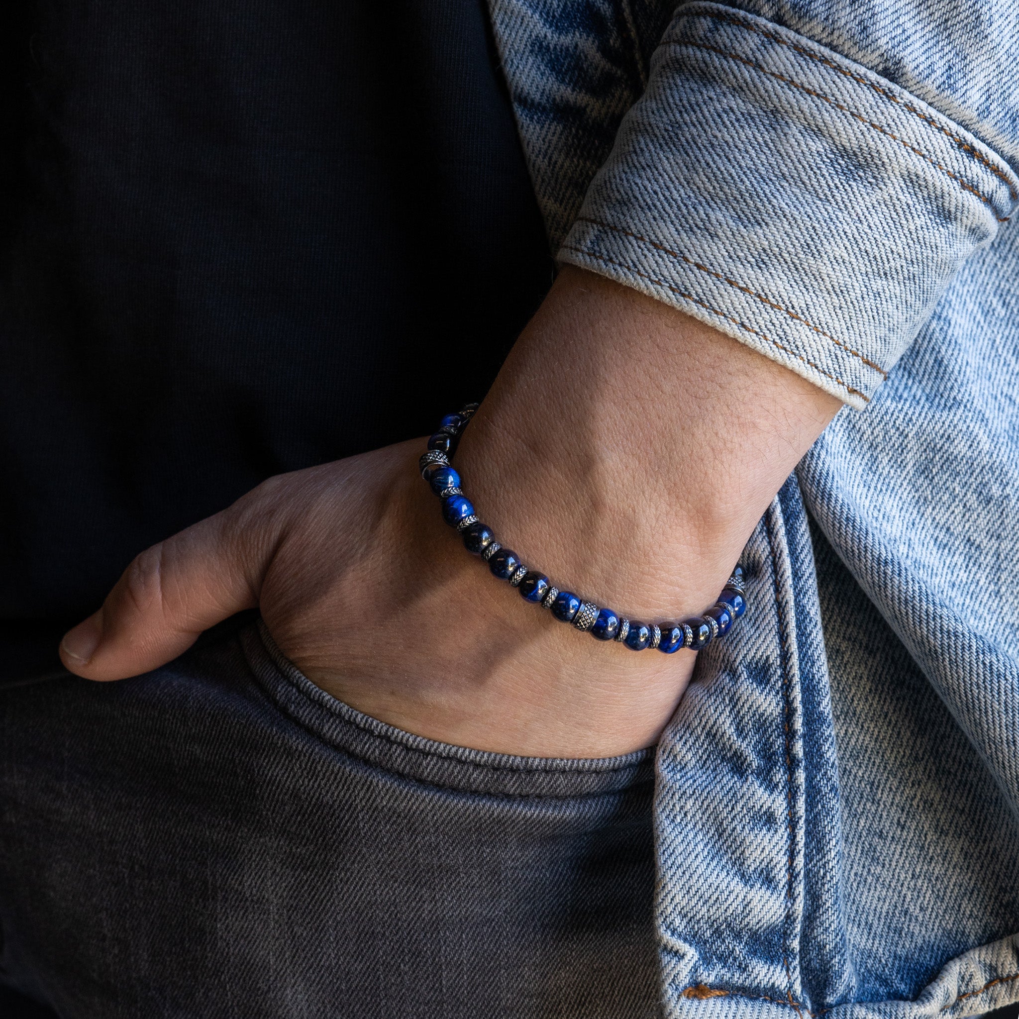 Pulseira Aço com Pedras Ágata