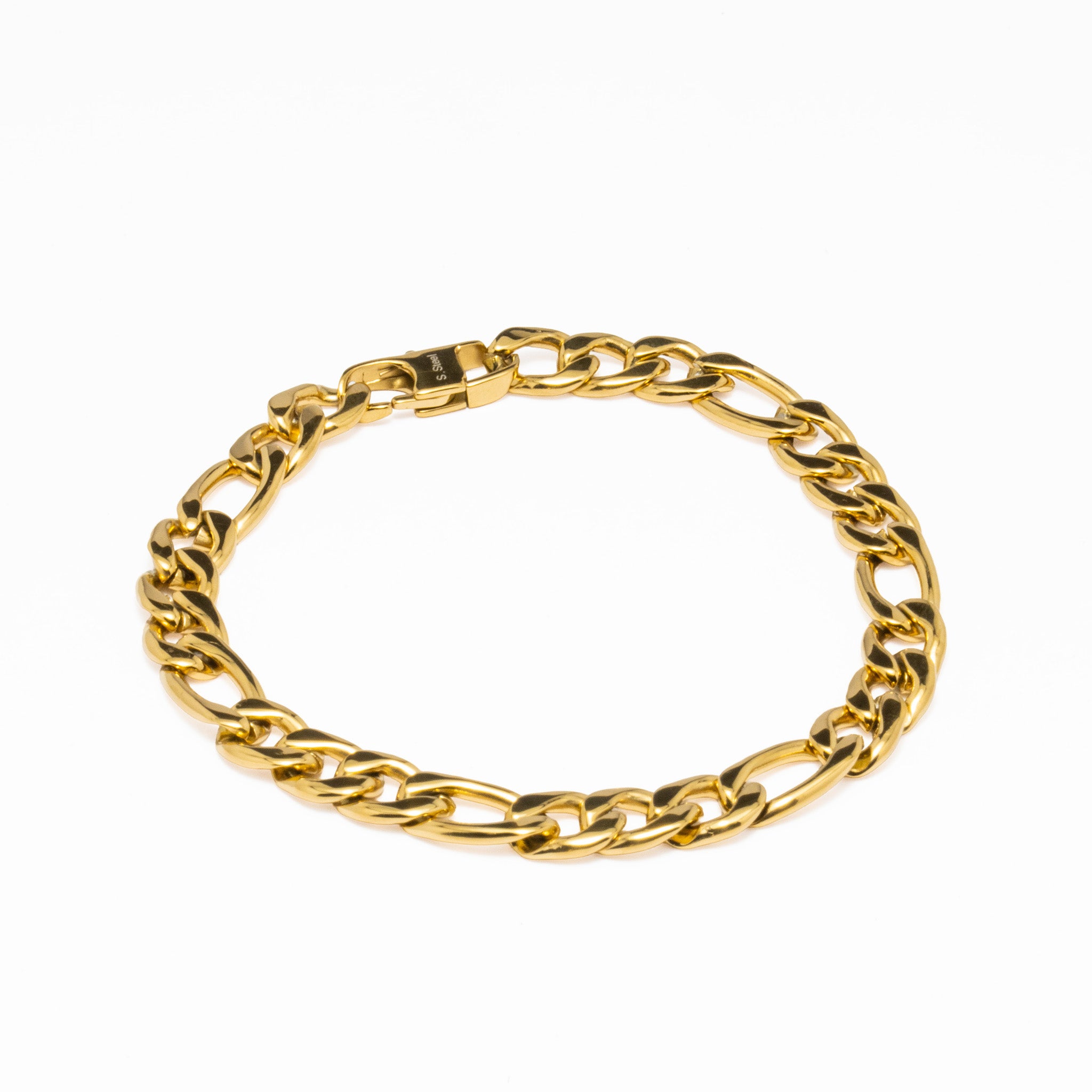 Pulseira Aço Dourado com Malha 3+1
