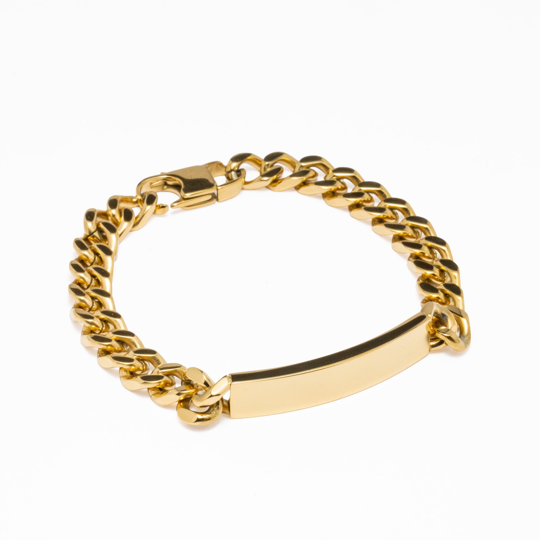 Pulseira Aço Dourado em Malha Barbela com Chapa