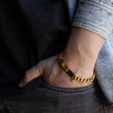 Pulseira Aço Dourado em Malha Barbela com Chapa