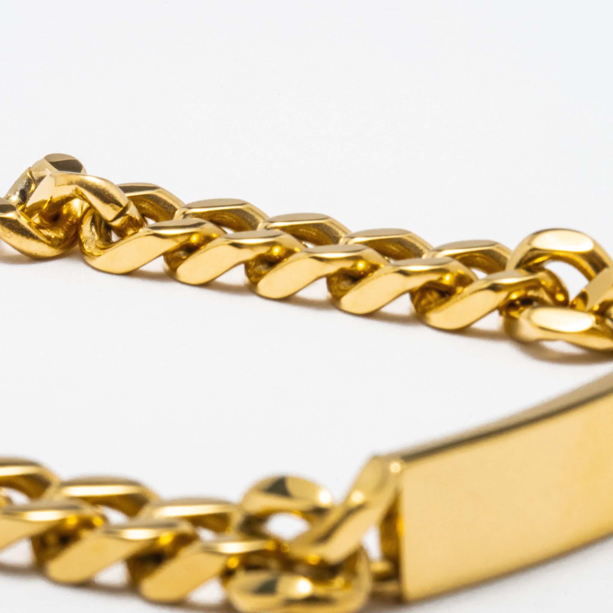 Pulseira Aço Dourado em Malha Barbela com Chapa