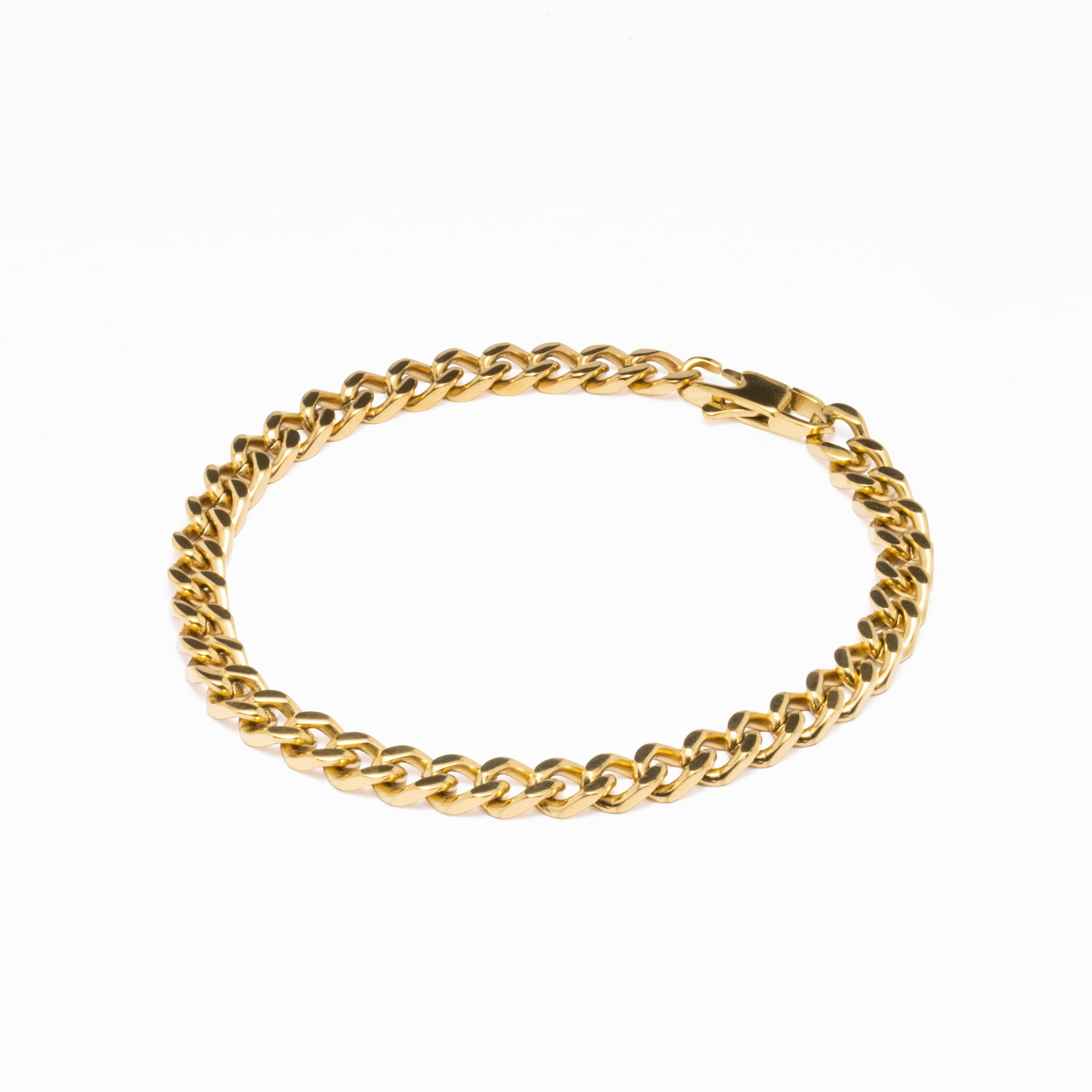 Pulseira Aço Dourado em Malha Barbela