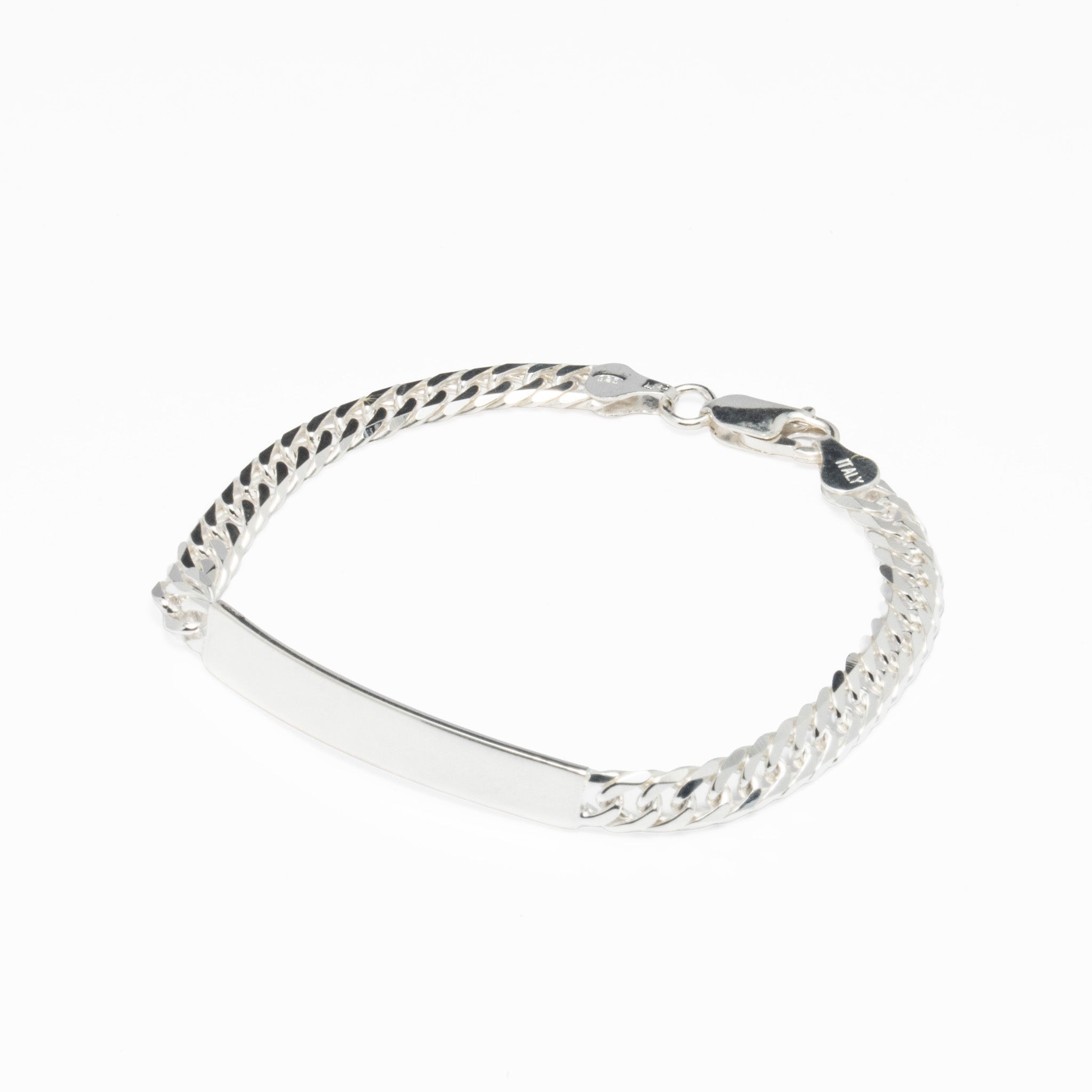 Pulseira Prata em Malha Barbela com Chapa