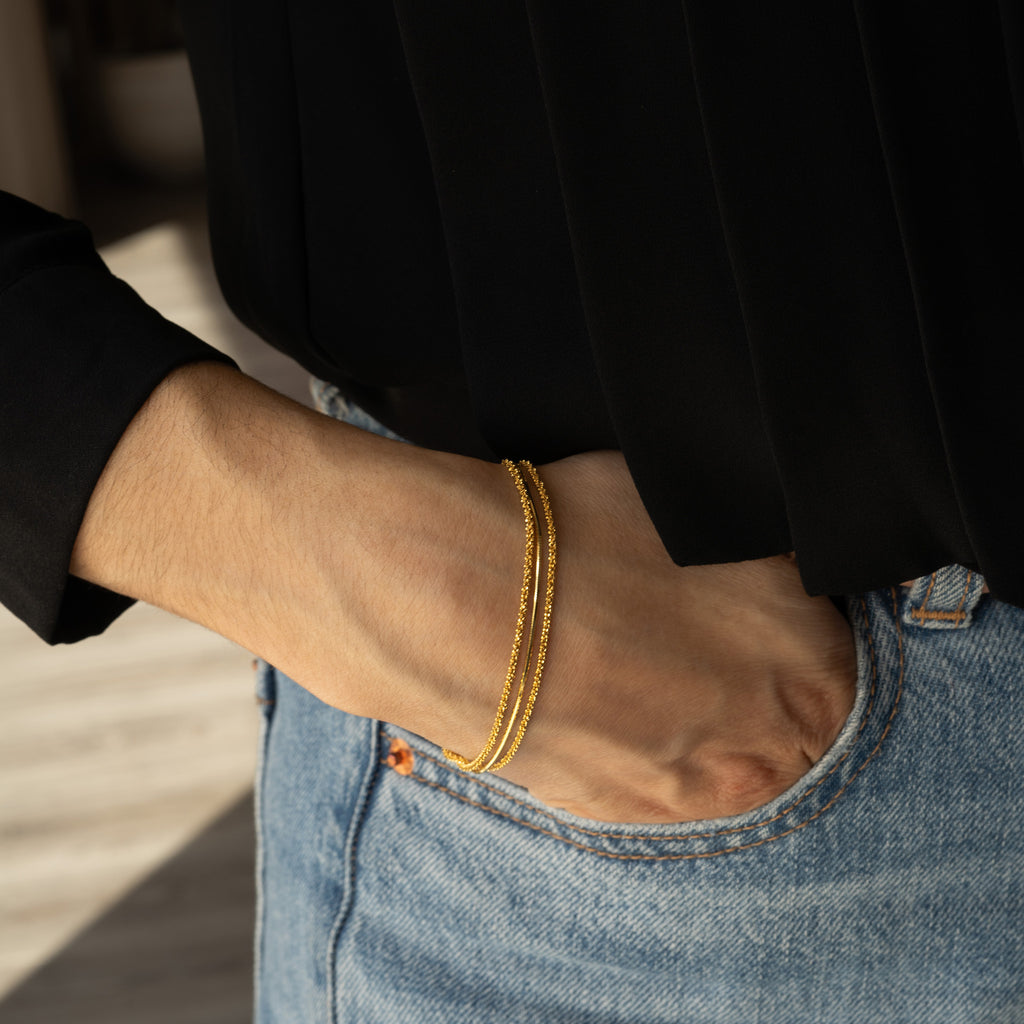 Pulseira Prata Dourada - COLEÇÃO ESSÊNCIA