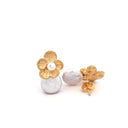 Conjunto Colar e Brincos Prata Dourada com Pérolas - Coleção Flower