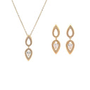 Conjunto Colar e Brincos Prata Dourada com Zircónias