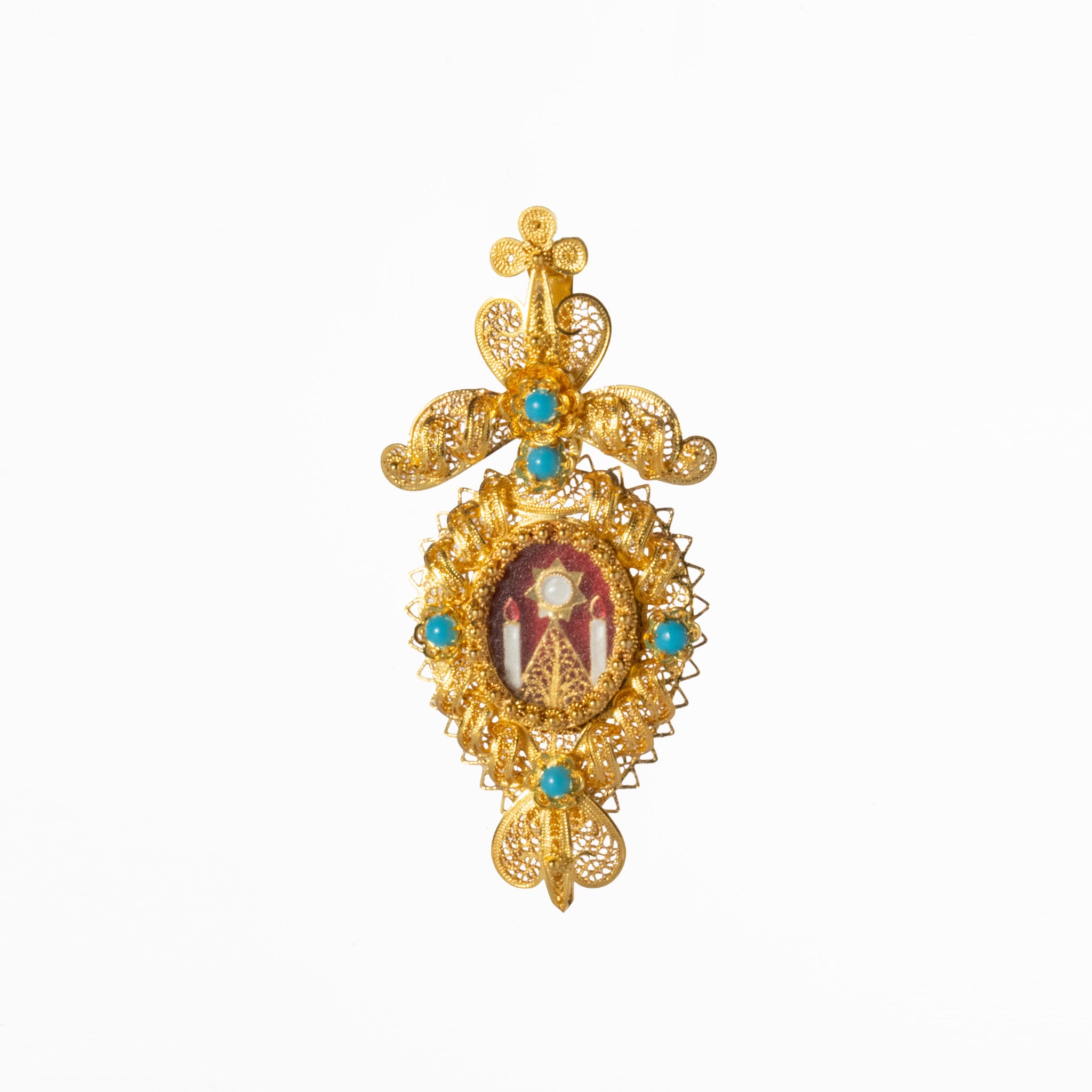 Medalha Ouro 19,2kts Filigrana - Relicário