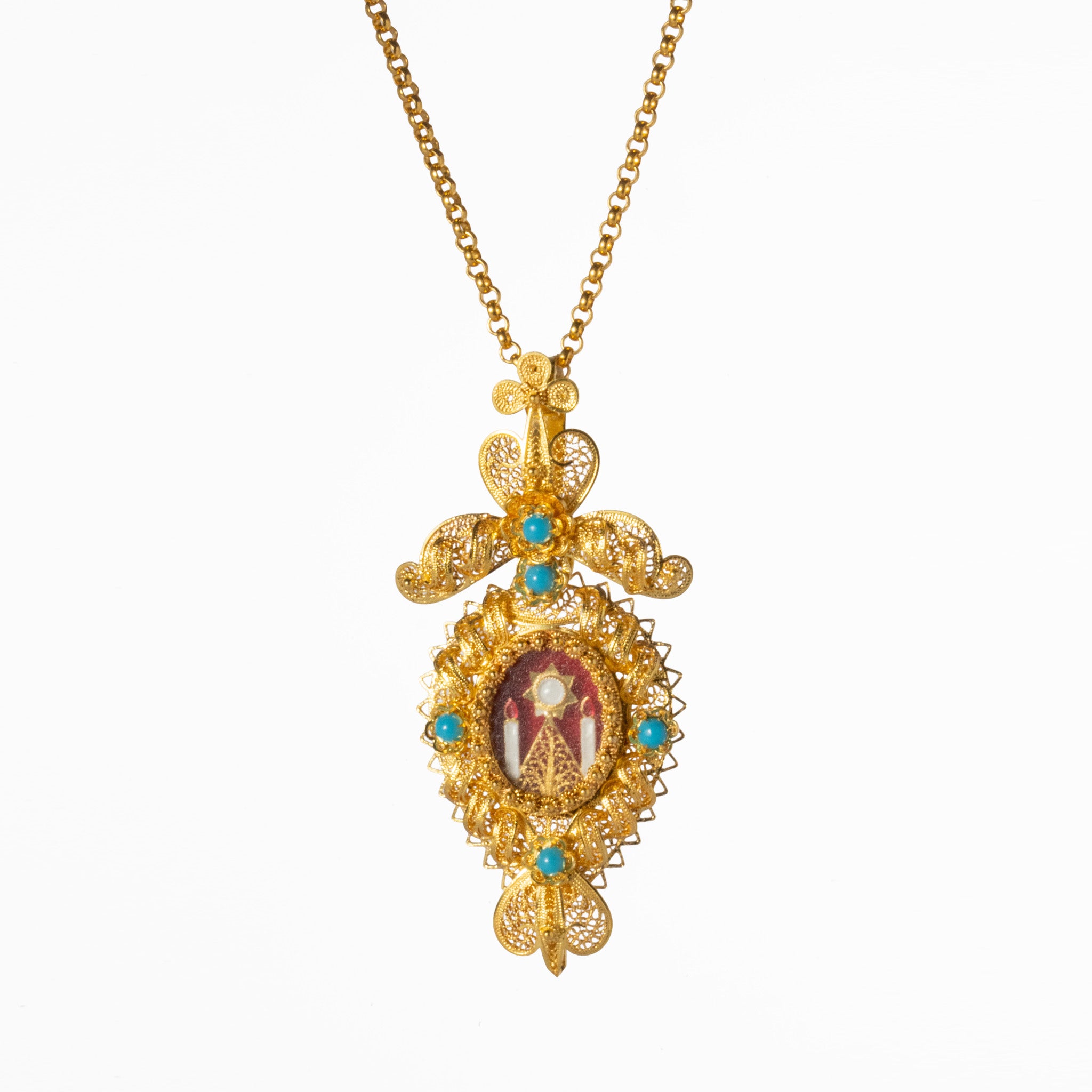 Medalha Ouro 19,2kts Filigrana - Relicário