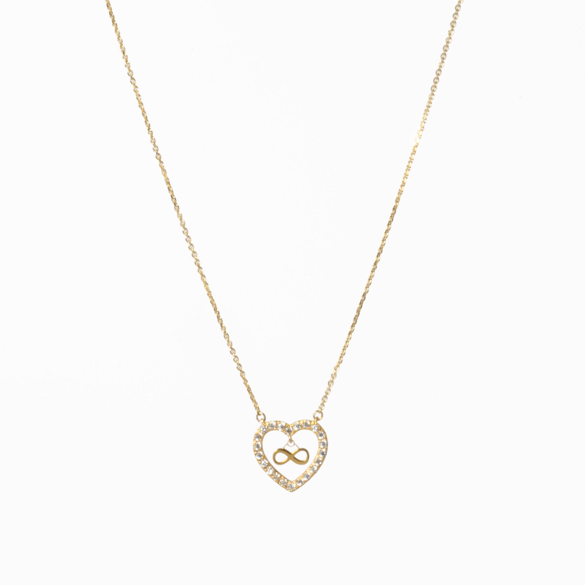 Colar Prata Dourada com Zircônias - Infinito