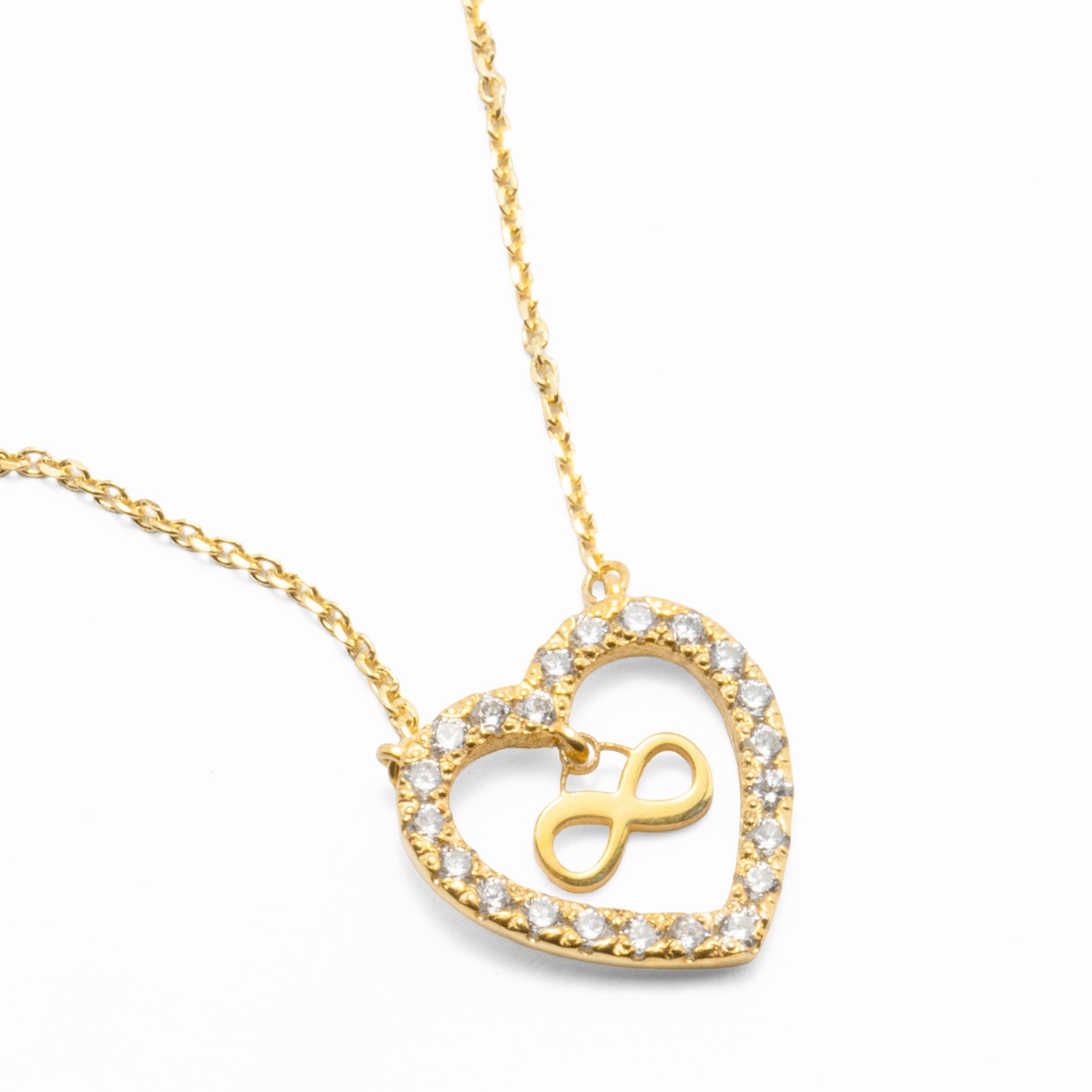 Colar Prata Dourada com Zircônias - Infinito