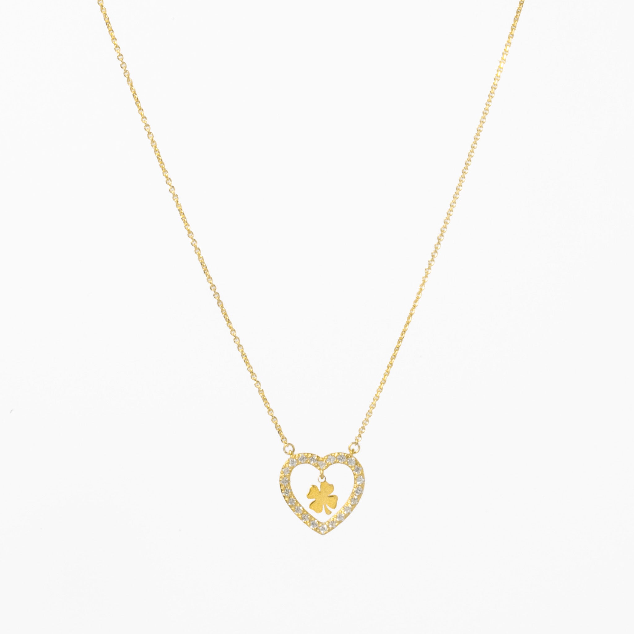 Colar Prata com Zircônias - Trevo