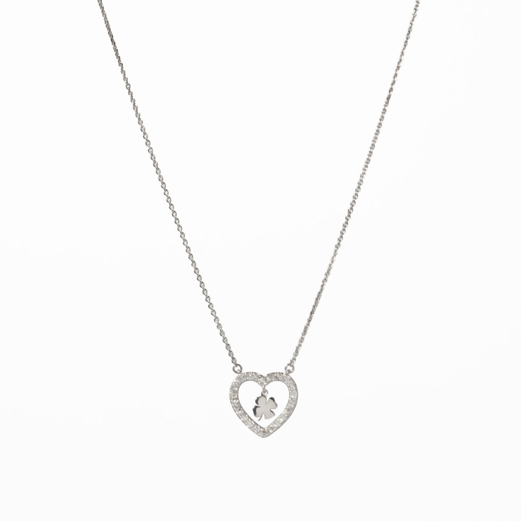 Colar Prata com Zircônias - Trevo