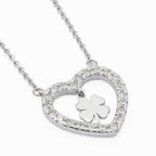 Colar Prata com Zircônias - Trevo