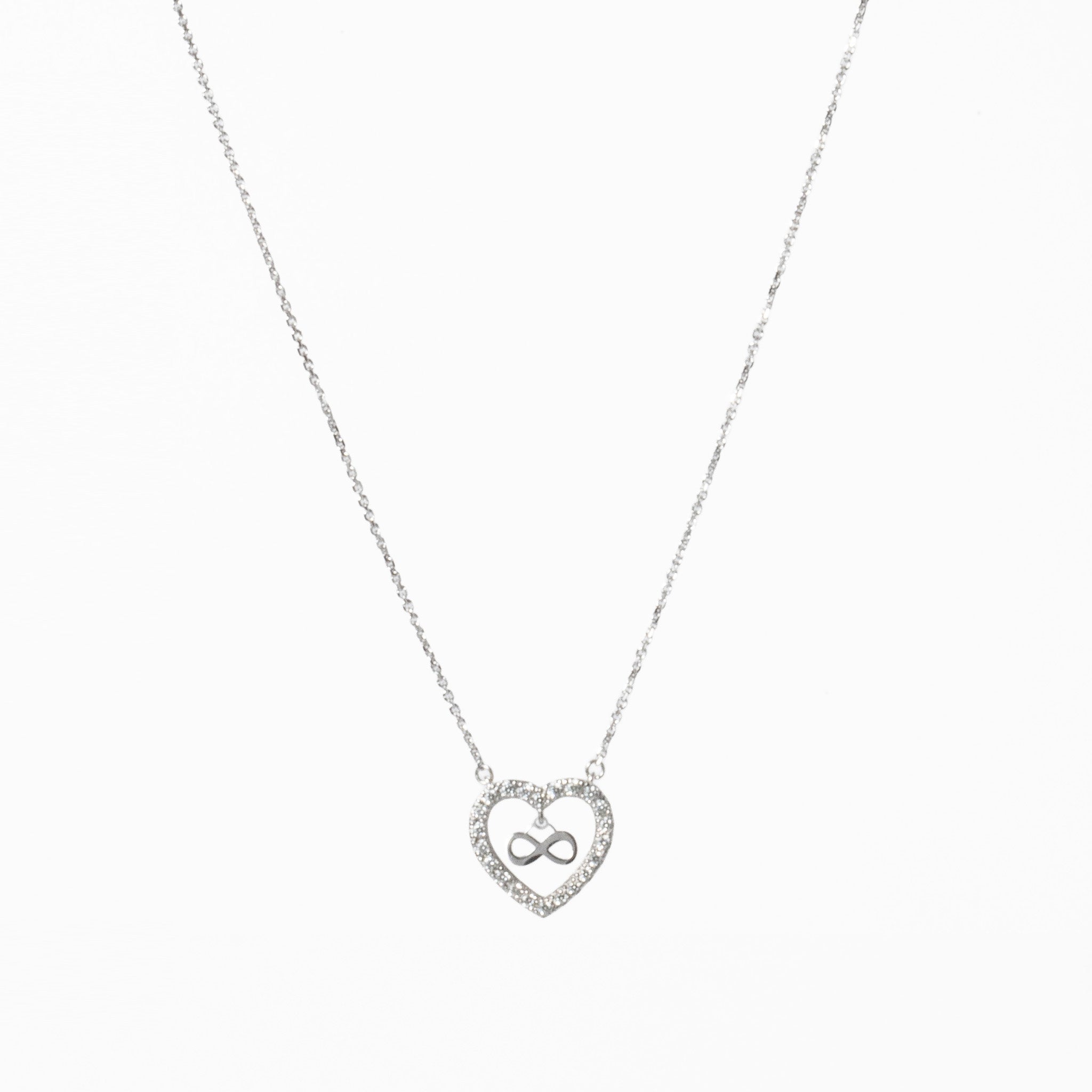 Colar Prata Com Zircônias - Infinito