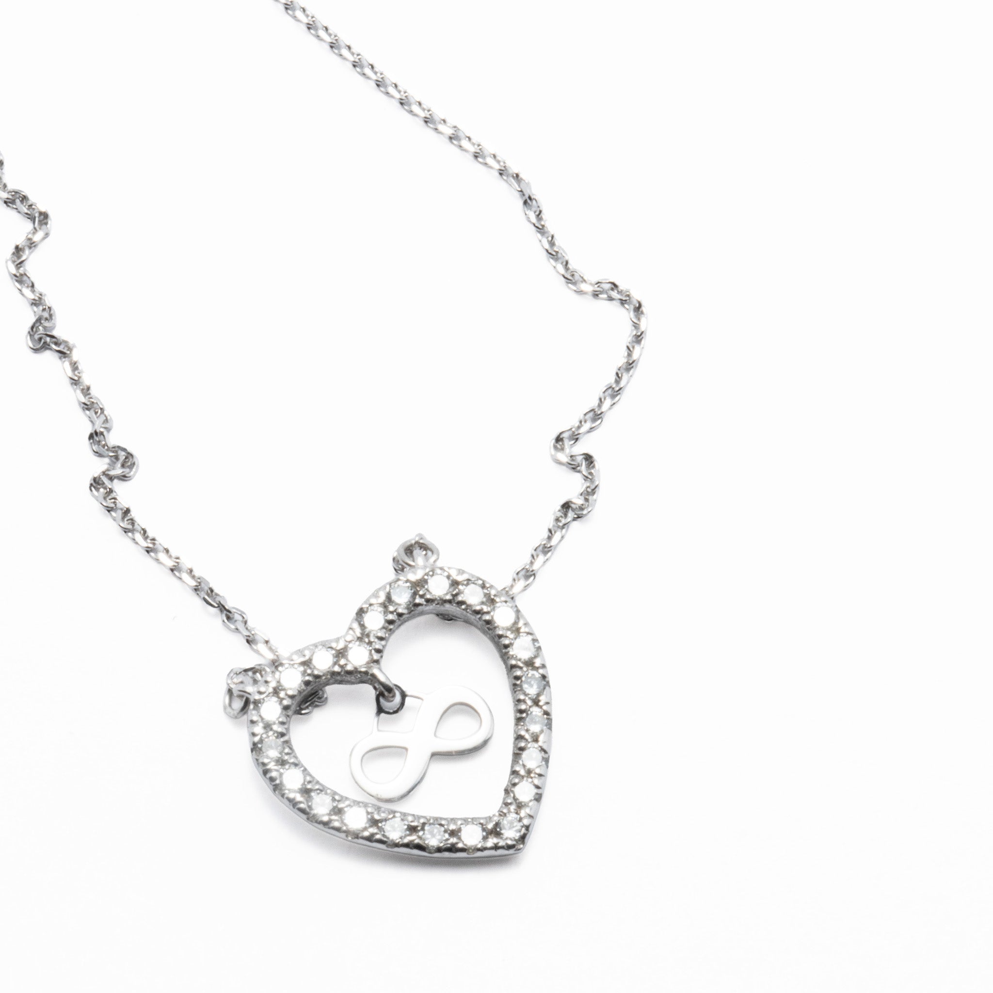 Colar Prata Com Zircônias - Infinito