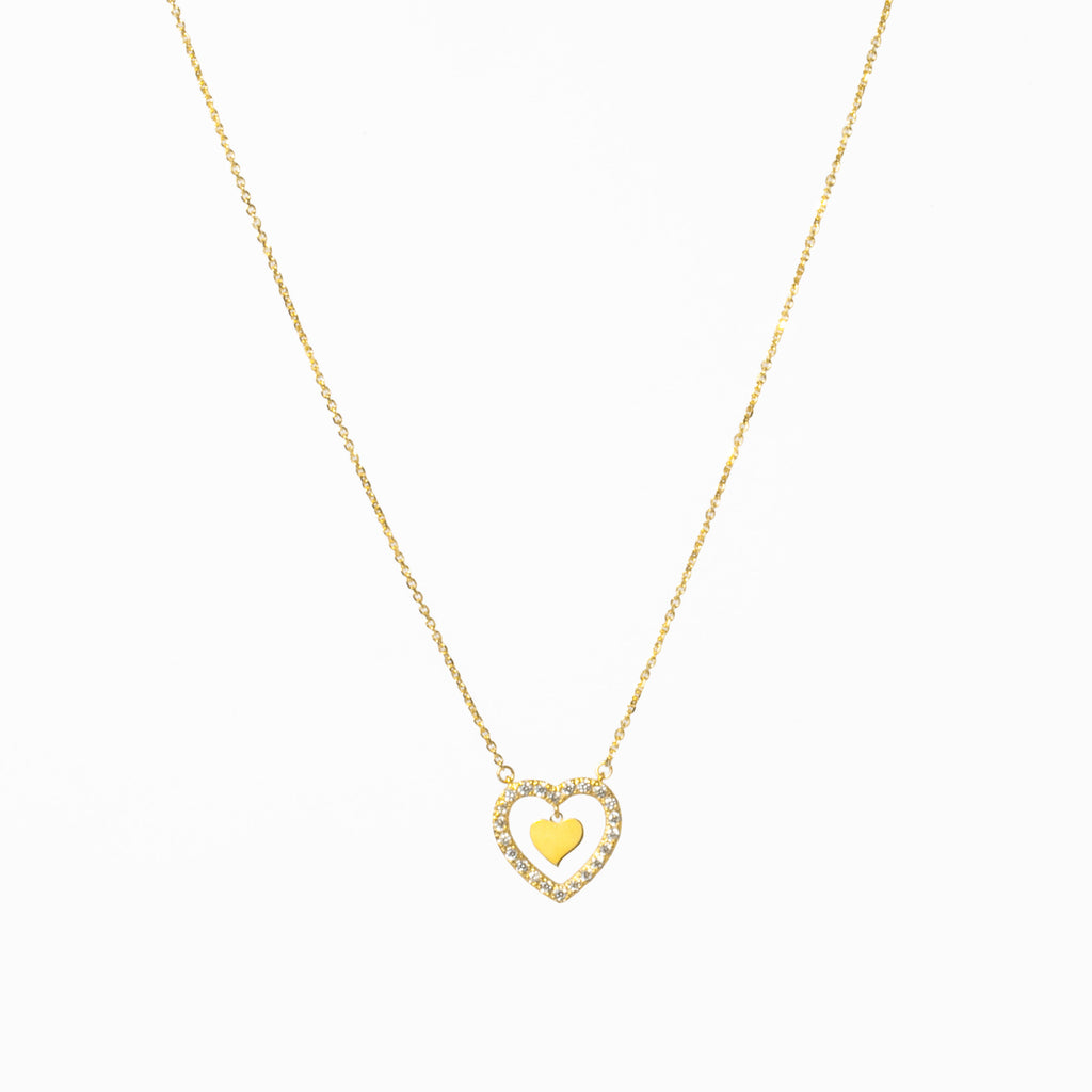 Colar Prata com Zirônias - Coração