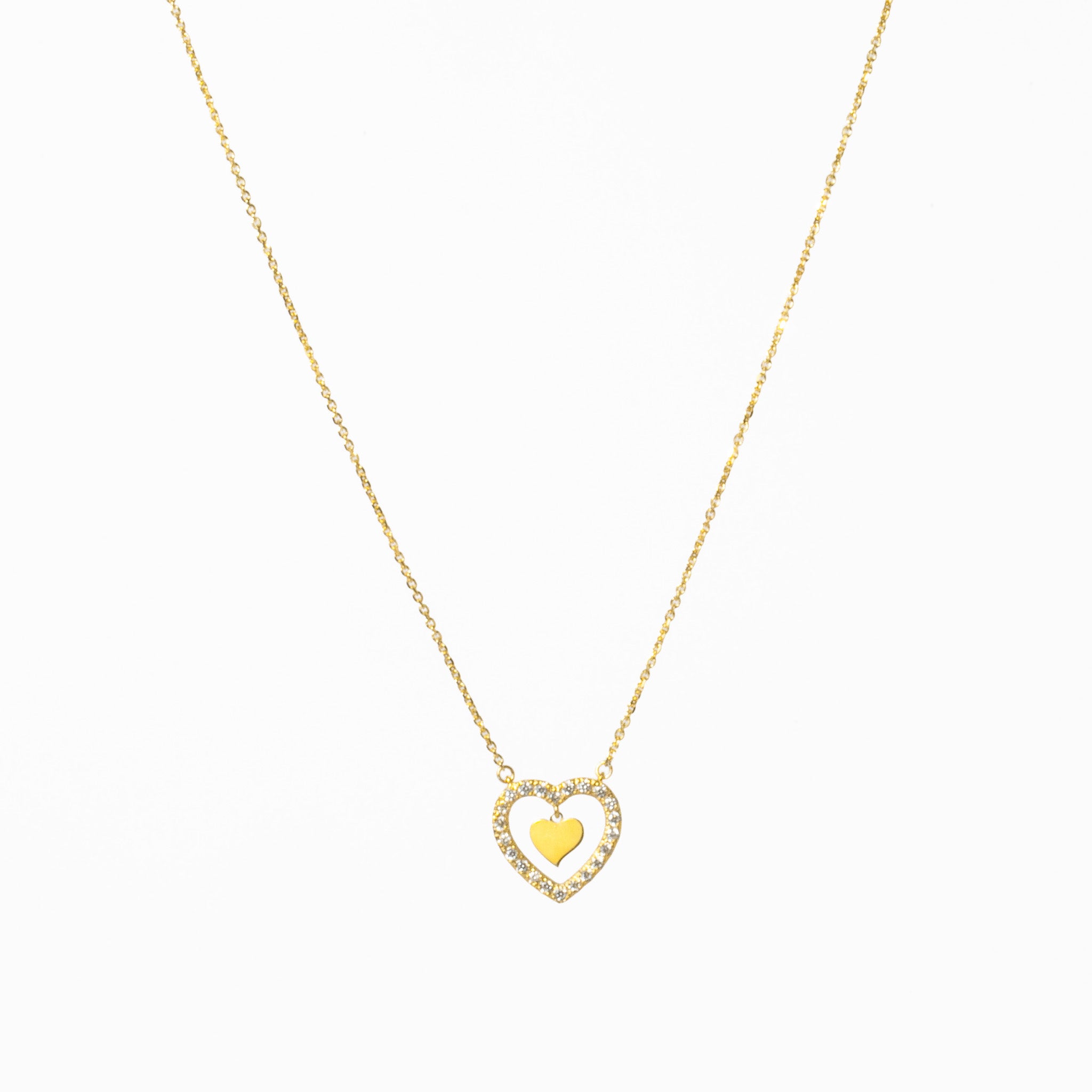 Colar Prata com Zirônias - Coração