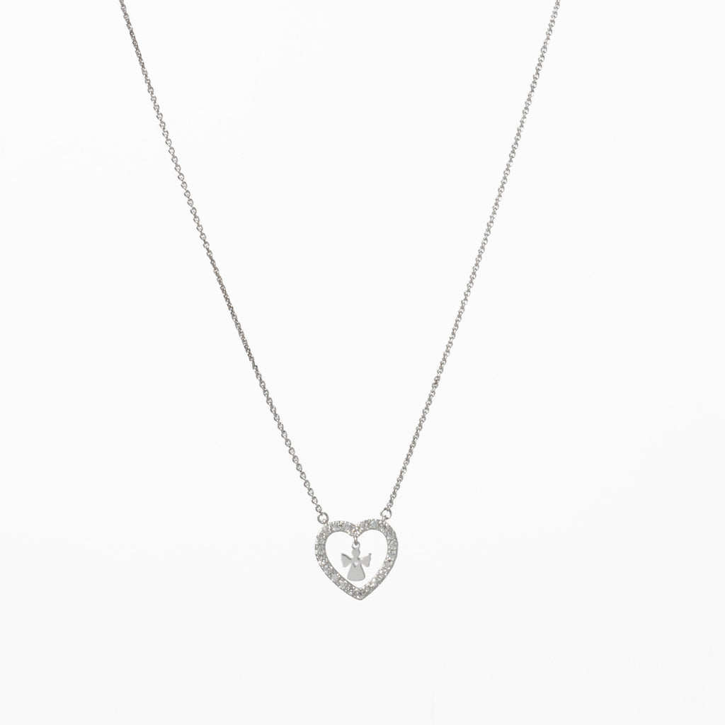 Colar Prata com Zircônias - Anjo