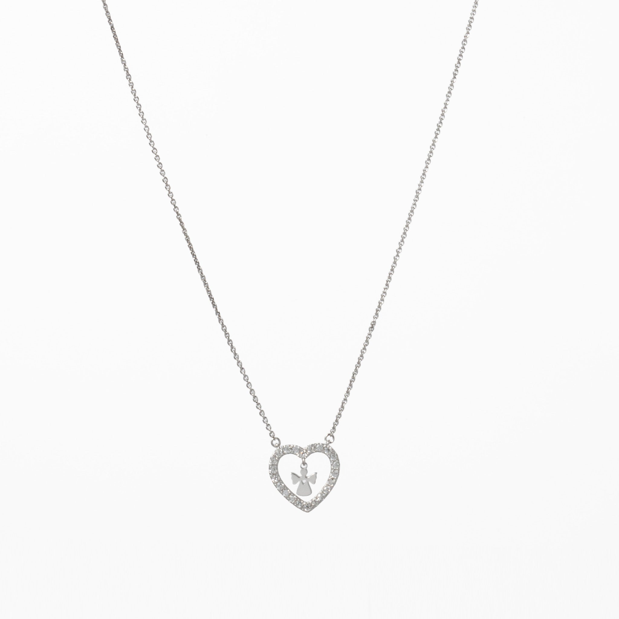 Colar Prata com Zircônias - Anjo