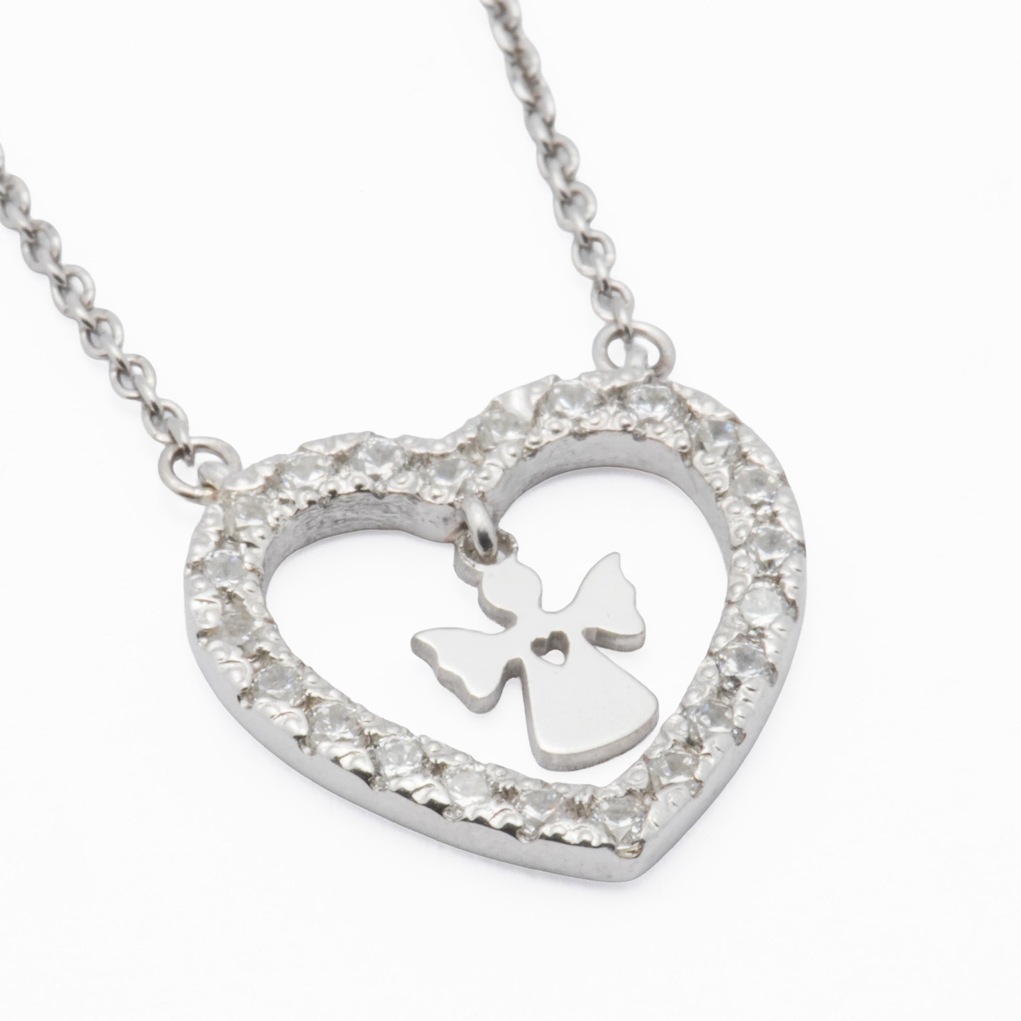 Colar Prata com Zircônias - Anjo