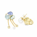 Brincos em Latão com Zircónias e Pérolas - Coleção Brass