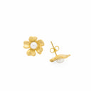Conjunto Colar e Brincos em Prata Dourada - Flor