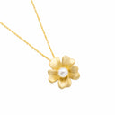 Conjunto Colar e Brincos em Prata Dourada - Flor