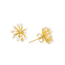 Brincos Coral com Pérolas e Zircónias - Prata Dourada