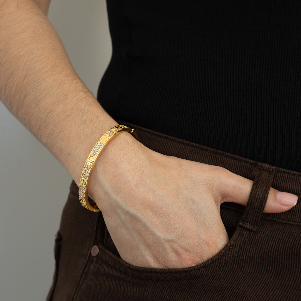 Escrava Latão Dourado com Zircônias - COLEÇÃO BRASS