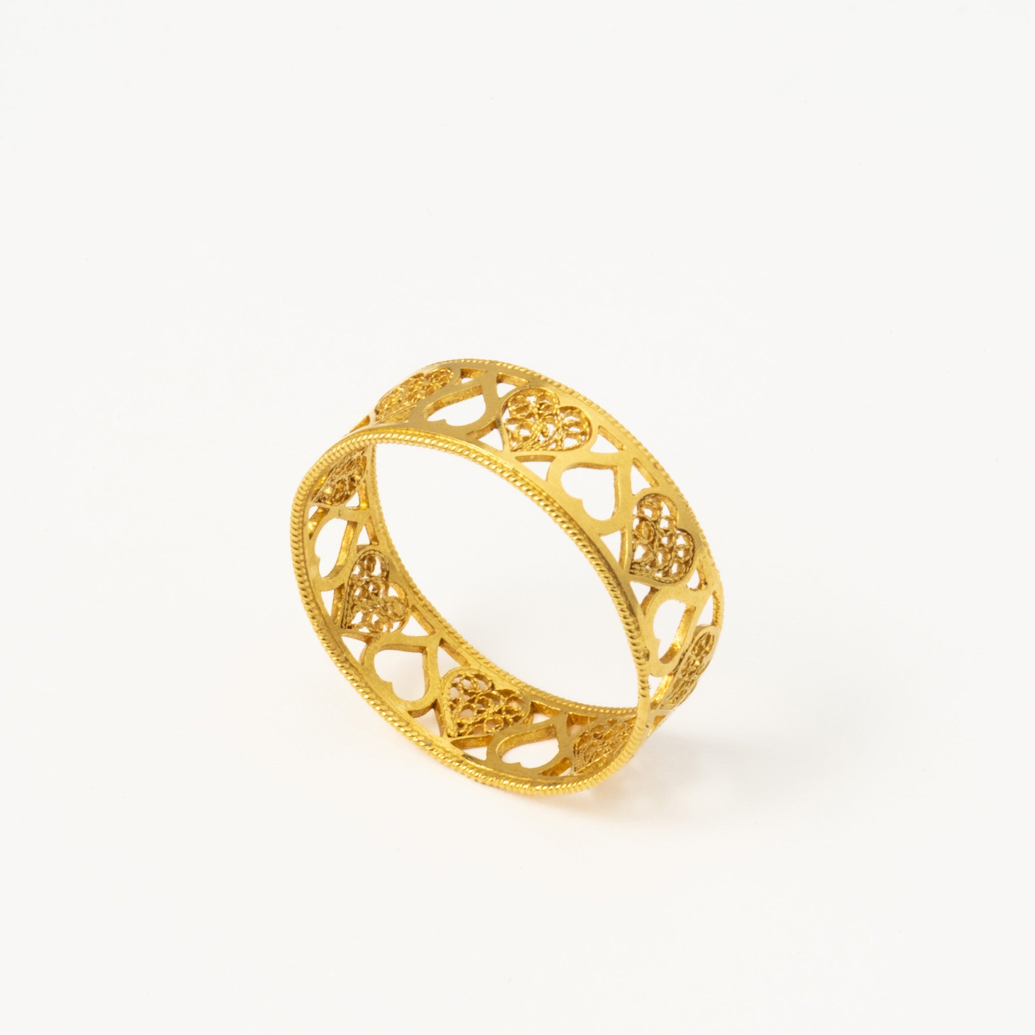 Anel Ouro 19.2kts Filigrana - Coração