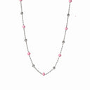 Colar com Contas Rosa - Prata
