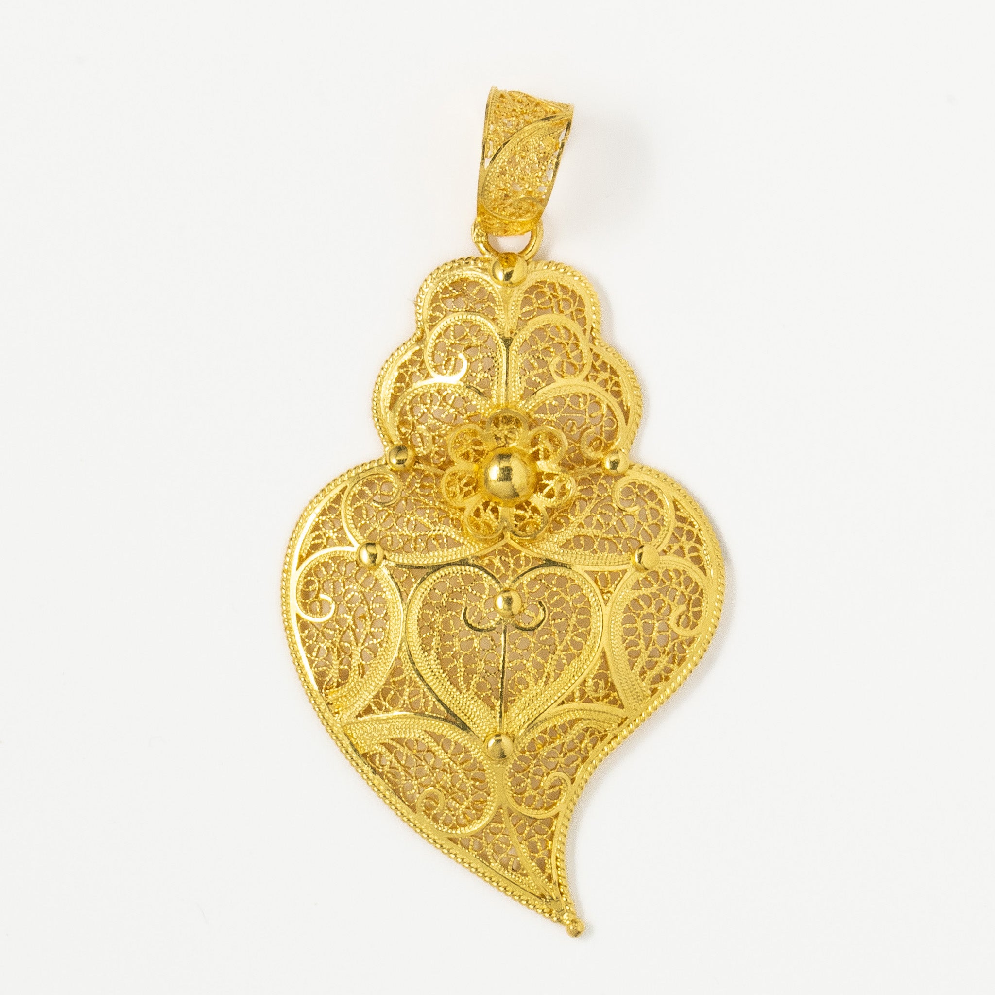 Medalha Ouro 19.2kts Filigrana - Coração de Viana