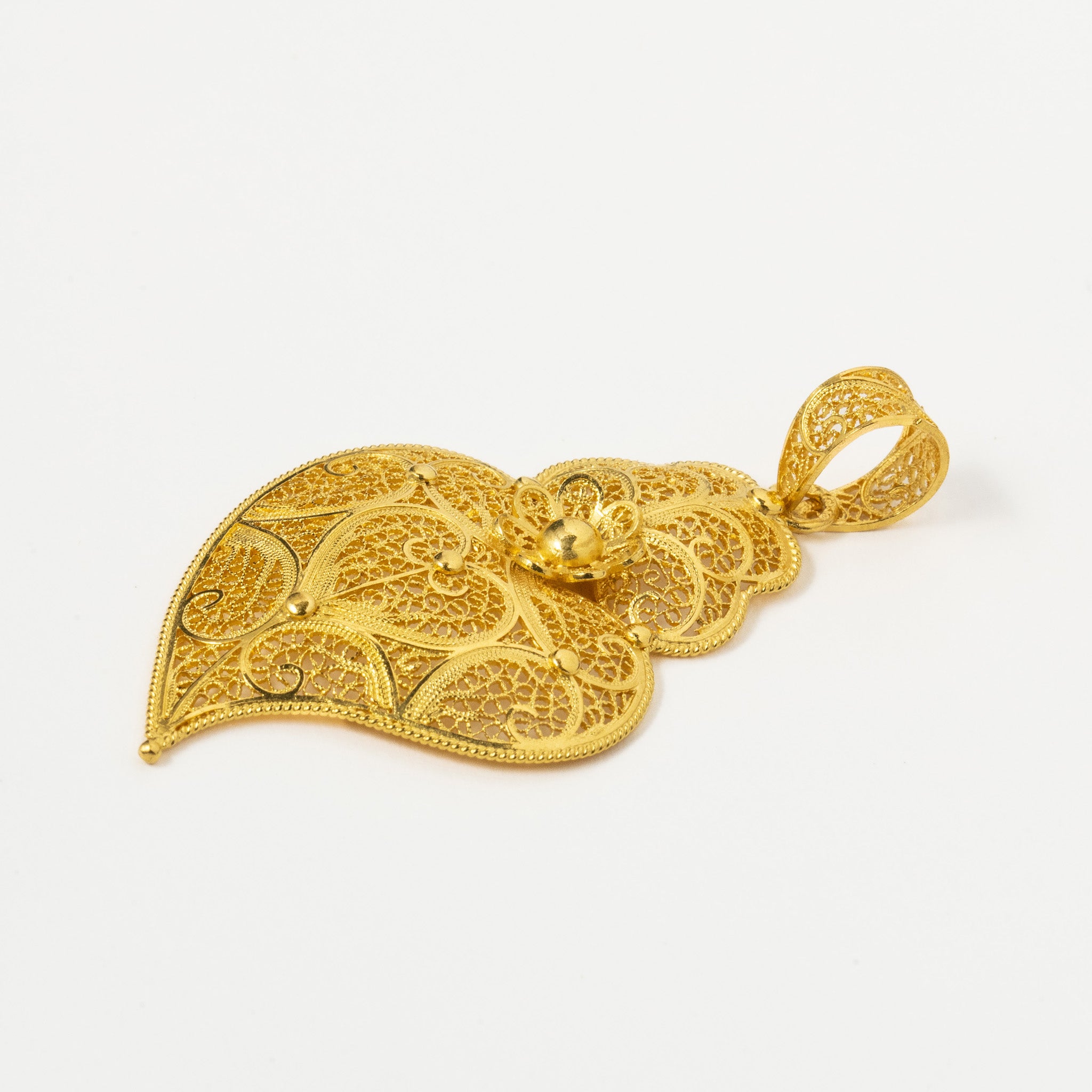 Medalha Ouro 19.2kts Filigrana - Coração de Viana